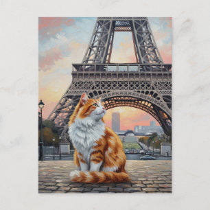 Cat in Paris Eiffel Tower Postcard