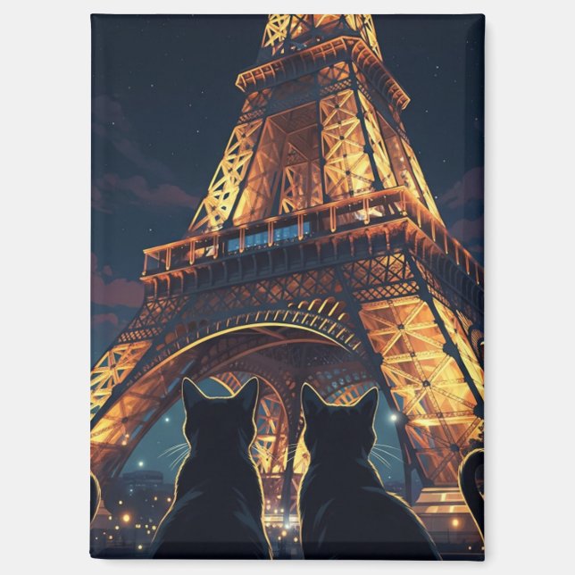Cat in Paris Eiffel Tower Postcard Magnet (Front)