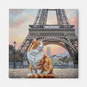 Cat in Paris Eiffel Tower Postcard Magnet