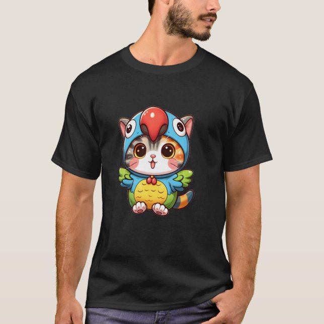 Cat in Parrot Costume T-Shirt (Front)