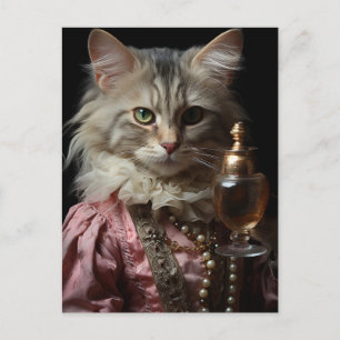 Cat in Pink and Pearls Postcard