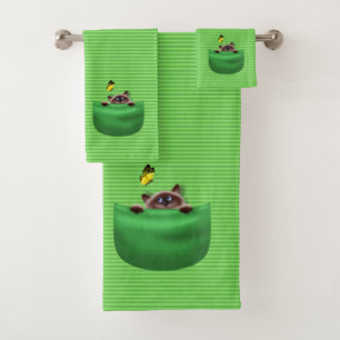 Cat in Pocket Bath Towel Set