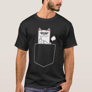 Cat In Pocket Giving The Finger T-Shirt