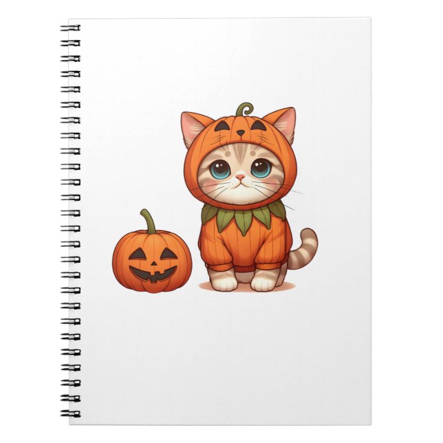 Cat in Pumpkin Costume for Halloween  Notebook (Front)