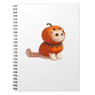 Cat in Pumpkin Costume for Halloween Notebook