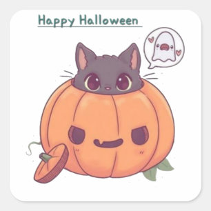 Cat in Pumpkin Halloween Sticker 🎃🐱 Cute Spook
