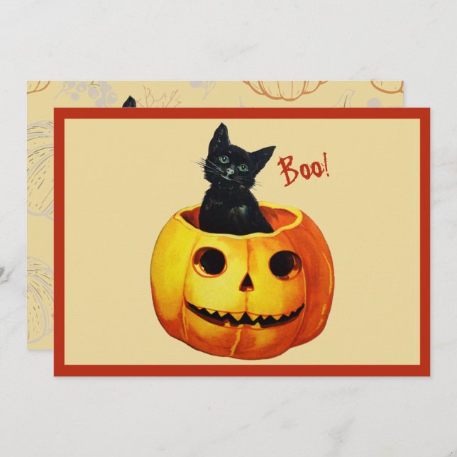 Cat in Pumpkin Holiday Card (Front/Back)