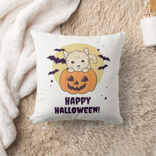 Cat In Pumpkin Sweet Cats Happy Halloween Cushion