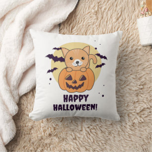 Cat In Pumpkin Sweet Cats Happy Halloween Cushion