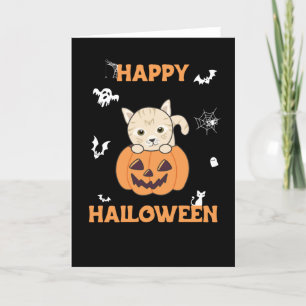 Cat In Pumpkin Sweet Cats Happy Halloween Holiday Card