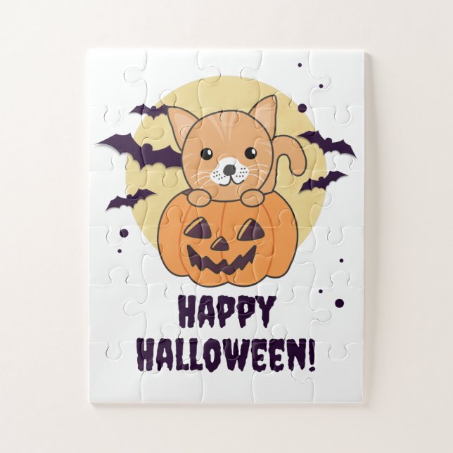 Cat In Pumpkin Sweet Cats Happy Halloween Jigsaw P Jigsaw Puzzle (Vertical)