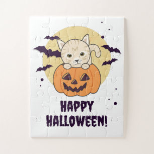 Cat In Pumpkin Sweet Cats Happy Halloween Jigsaw P Puzzle