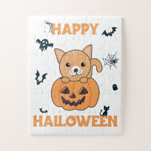 Cat In Pumpkin Sweet Cats Happy Halloween Jigsaw P Puzzle