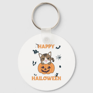 Cat In Pumpkin Sweet Cats Happy Halloween Key Ring
