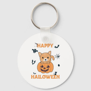 Cat In Pumpkin Sweet Cats Happy Halloween Key Ring