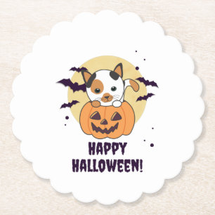 Cat In Pumpkin Sweet Cats Happy Halloween Paper Coaster