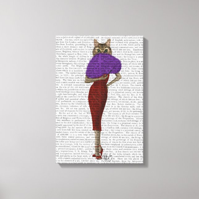 Cat In Red Dress Canvas Print (Front)