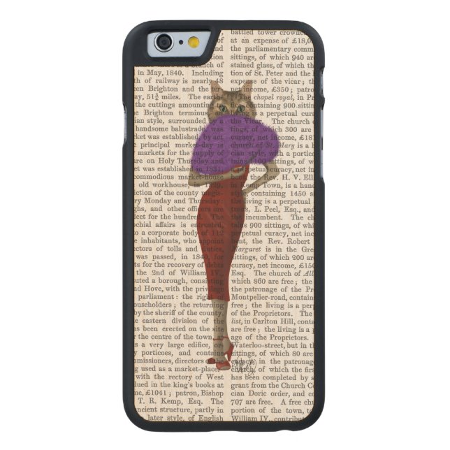 Cat In Red Dress Carved Wood iPhone Case (Back)