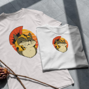 Cat In Roman Helmet Cartoon T-Shirt