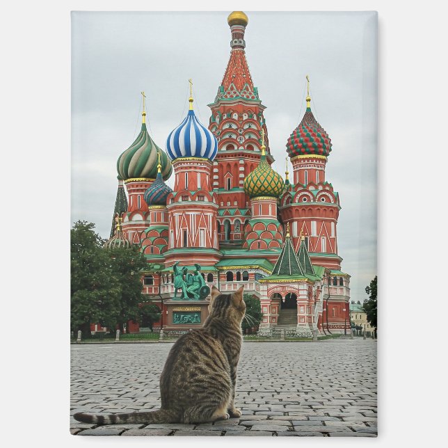 Cat in Russia Moscow Travel Magnet (Front)