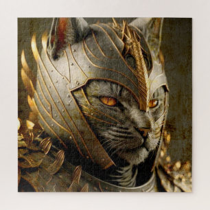 Cat in Samurai Helmet.  Jigsaw Puzzle