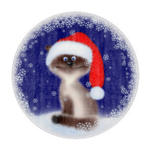 Cat in Santa Hat Cutting Board