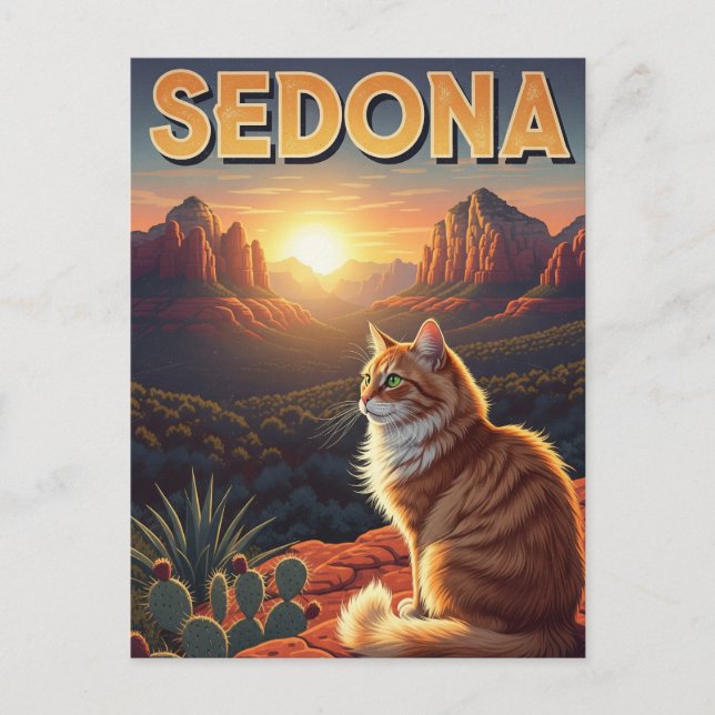 Cat in Sedona Arizona Travel Vertical Postcard (Front)
