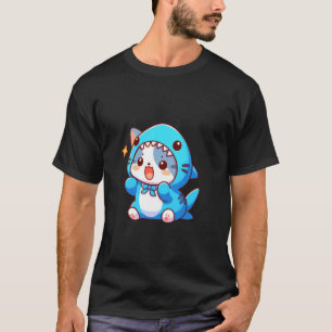 Cat in Shark Costume Funny Halloween Costume T-Shirt