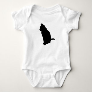 Cat In Sitting Position Silhouette Vector Cut Out Baby Bodysuit
