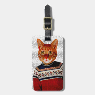 Cat in Ski Sweater 2 Luggage Tag