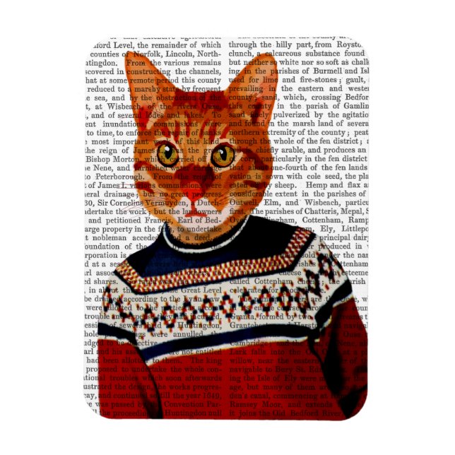 Cat in Ski Sweater 2 Magnet (Vertical)