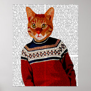 Cat in Ski Sweater Poster