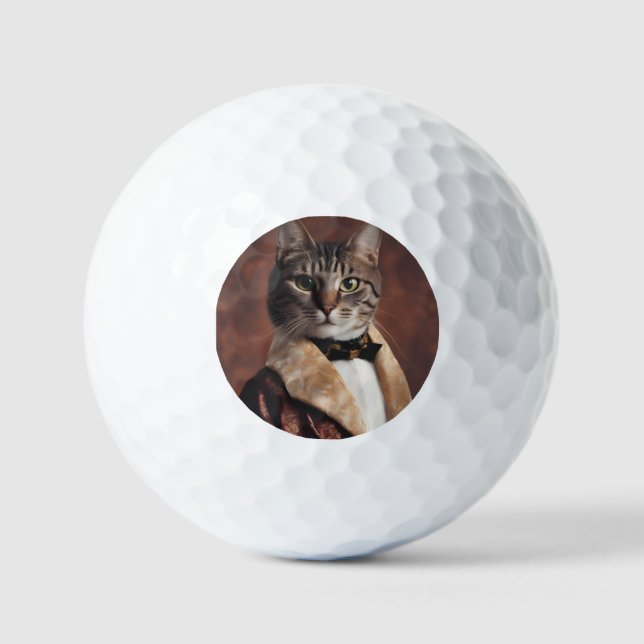 Cat in Smoking Jacket Golf Balls (Front)