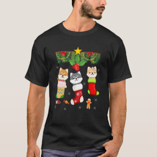 Cat In Sock Santa Christmas Pyjamas Lights Hat Cat T-Shirt
