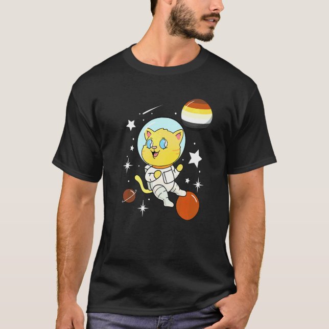 Cat In Space Gay Bear Pride T-Shirt (Front)