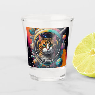 Cat in space shot glass