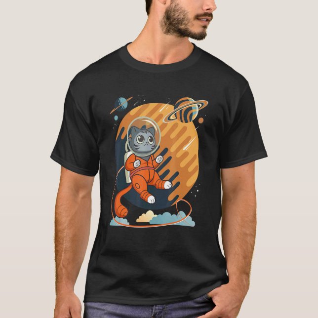 Cat in Space Space Cat Nerdy 3 T-Shirt (Front)