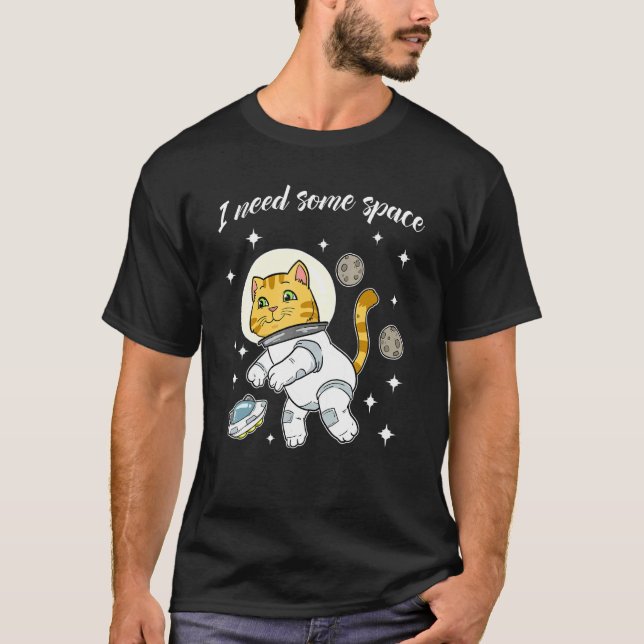 Cat In Space Ufo Galaxy Universe Cosmos Kitten T-Shirt (Front)