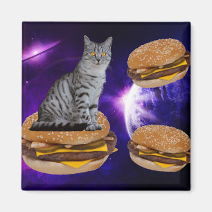 CAT IN SPACE WITH CHEESEBURGERS magnet