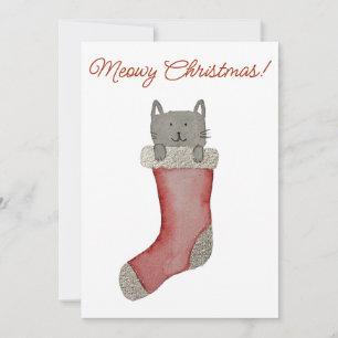 Cat in Stocking Holiday Card