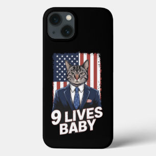 Cat in Suite with Trump Hair American Flag 9 Lives iPhone 13 Case