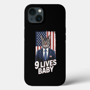 Cat in Suite with Trump Hair American Flag 9 Lives iPhone 13 Case