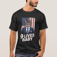 Cat in Suite with Trump Hair American Flag 9 Lives