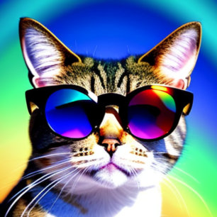 Cat in Sunglasses Head Face T-Shirt