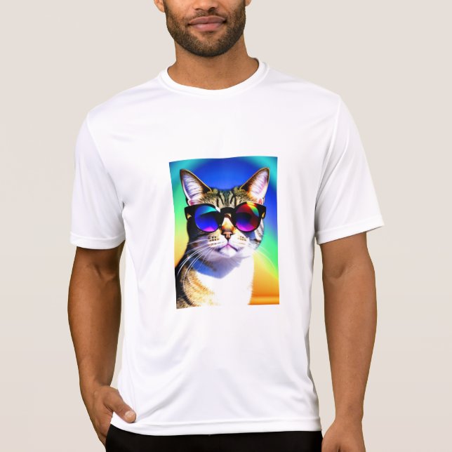 Cat in Sunglasses Head Face T-Shirt (Front)
