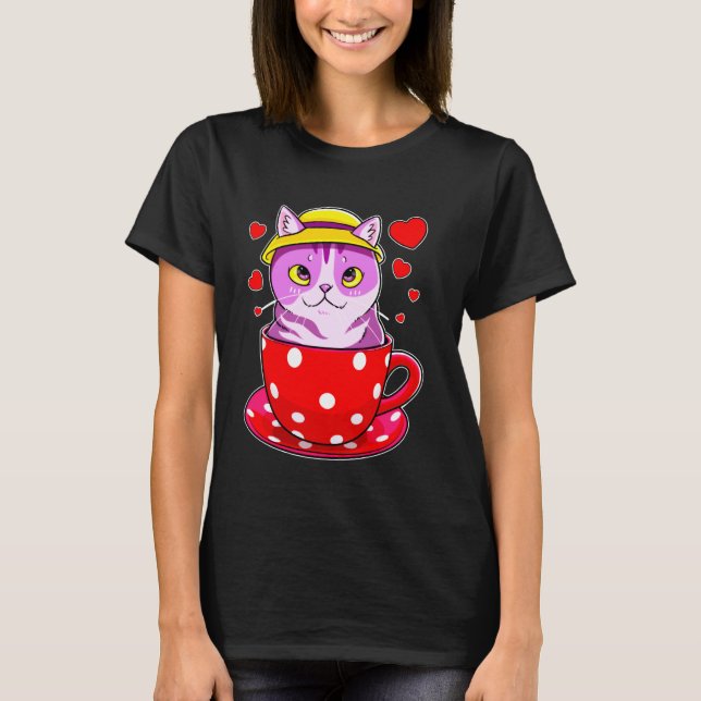 Cat In Teacup Kitten T-Shirt (Front)