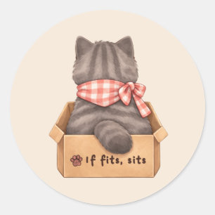Cat in The Box Classic Round Sticker