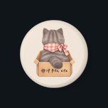 Cat in The Box Magnet<br><div class="desc">Fluffy grey cat sitting comfortably inside a cardboard box. The txt "If fits,  sits" is expressing the cat's innate behavioural rule.</div>