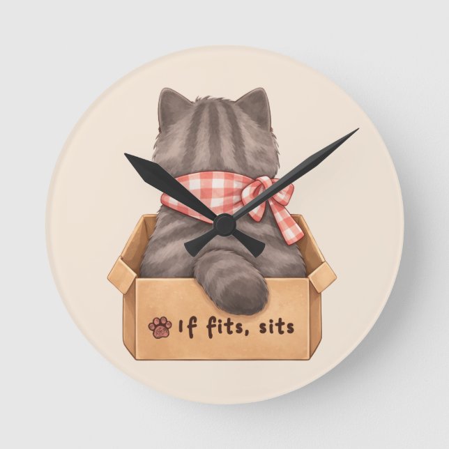 Cat in The Box Round Clock (Front)