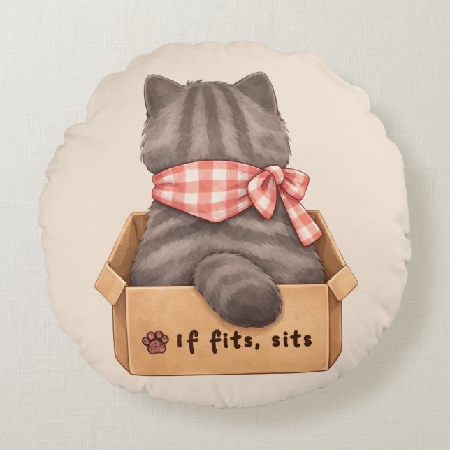Cat in The Box Round Cushion (Front)
